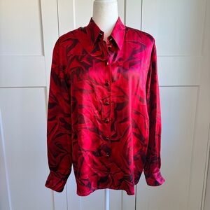 Escada Red Silk Button Down Shirt | 44